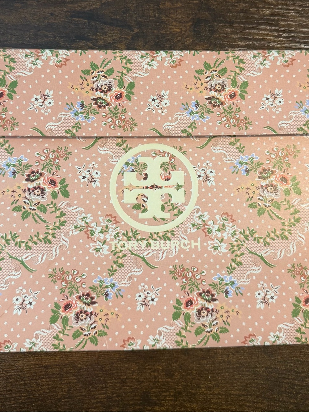 Tory Burch Peach Floral Patterned Storage Gift Bag with Velcro Closure